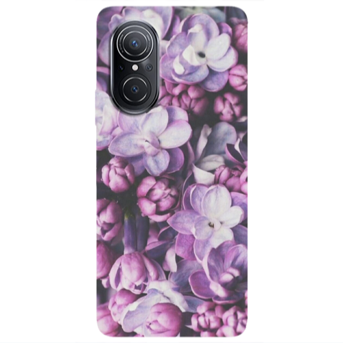 Huawei Nova 9 SE Purple Flowers Transparent Silicone TPU Θήκη