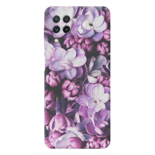 Samsung A22 4G Purple Flowers Transparent Silicone TPU Θήκη