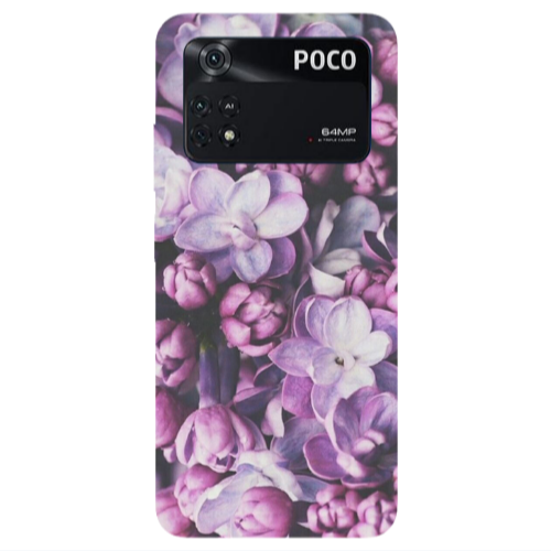 Xiaomi Poco M4 Pro 4G Purple Flowers Transparent Silicone TPU Θήκη