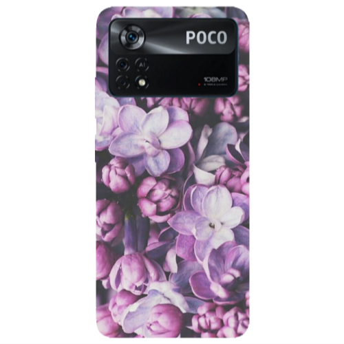 Xiaomi Poco X4 Pro Purple Flowers Transparent Silicone TPU Θήκη