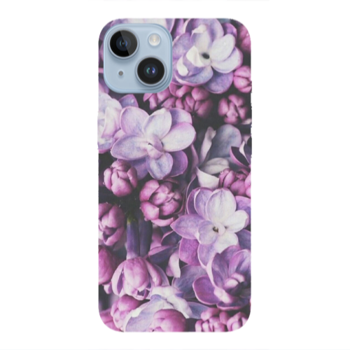 Apple iPhone 14  Purple Flowers Transparent Silicone TPU Θήκη