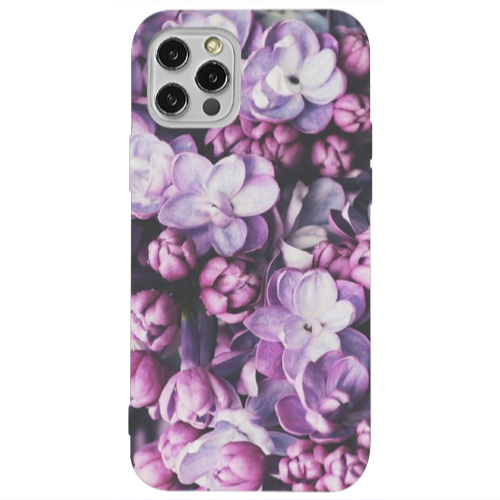 Apple iPhone 12 Pro Purple Flowers Transparent Silicone TPU Θήκη