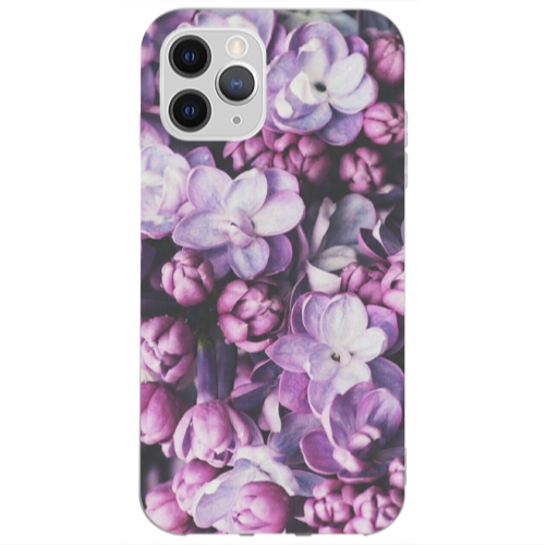 Apple iPhone 12 Pro Max Purple Flowers Transparent Silicone TPU Θήκη