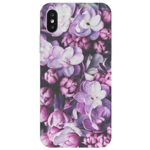 Apple iPhone Xs Max Purple Flowers Transparent Silicone TPU Θήκη