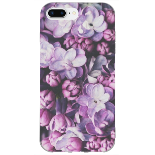 Apple iPhone 7 Plus Purple Flowers Transparent Silicone TPU Θήκη