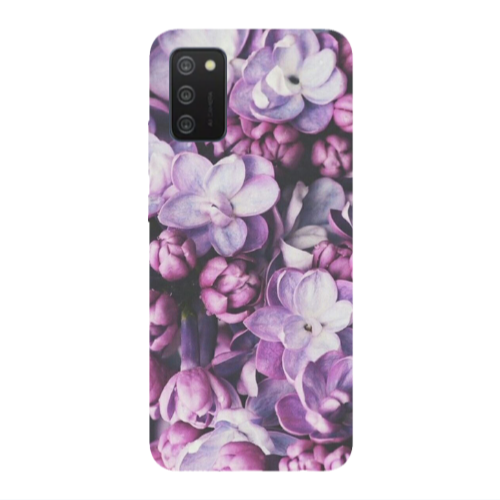 Samsung A03S Purple Flowers Transparent Silicone TPU Θήκη
