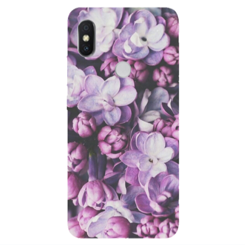Xiaomi Redmi S2 Purple Flowers Transparent Silicone TPU Θήκη