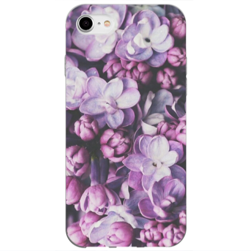 Apple iPhone SE 2020 Purple Flowers Transparent Silicone TPU Θήκη