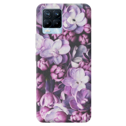 Realme 8 Pro Purple Flowers Transparent Silicone TPU Θήκη