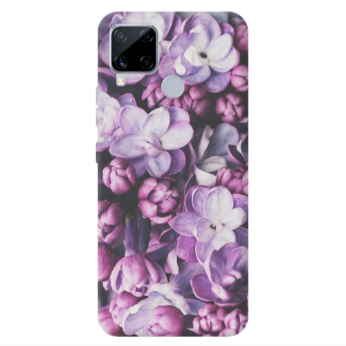 Realme C25S Purple Flowers Transparent Silicone TPU Θήκη