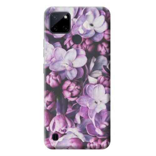 Realme C25Y Purple Flowers Transparent Silicone TPU Θήκη