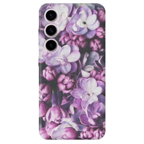 Samsung S23 Purple Flowers Transparent Silicone TPU Θήκη