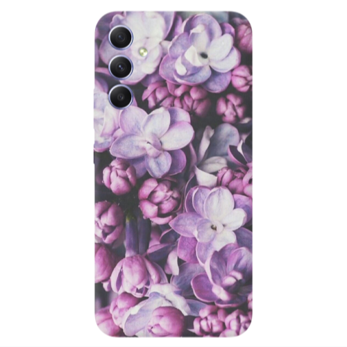 Samsung A34 Purple Flowers Transparent Silicone TPU Θήκη