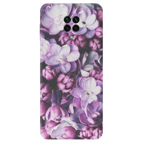Xiaomi Redmi Note 9S Purple Flowers Transparent Silicone TPU Θήκη