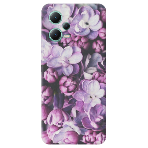 Xiaomi Redmi Note 12 Pro 5G Purple Flowers Transparent Silicone TPU Θήκη