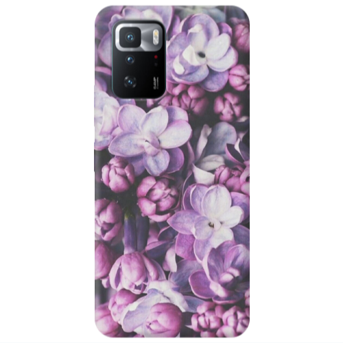 Xiaomi Poco X3 GT Purple Flowers Transparent Silicone TPU Θήκη