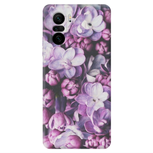 Xiaomi Poco F3 Purple Flowers Transparent Silicone TPU Θήκη