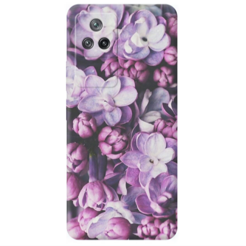 Xiaomi Poco F4 Purple Flowers Transparent Silicone TPU Θήκη