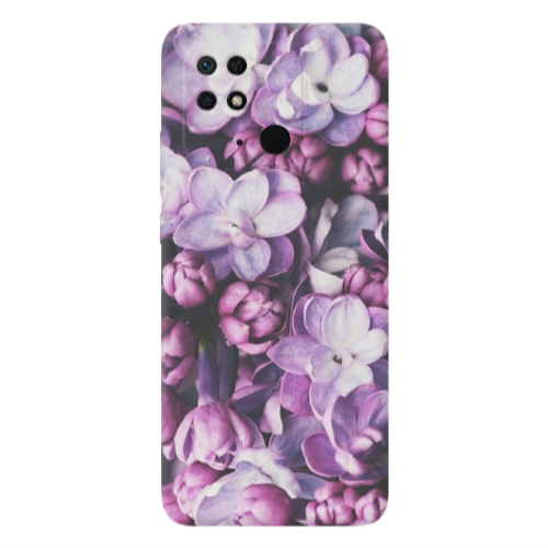 Xiaomi Poco C40 Purple Flowers Transparent Silicone TPU Θήκη