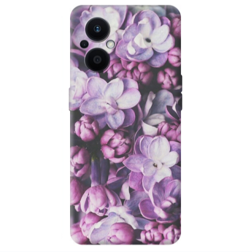 Oppo Reno 7 Lite Purple Flowers Transparent Silicone TPU Θήκη