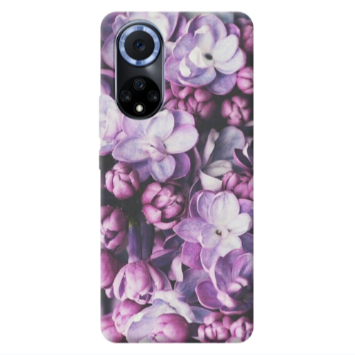 Huawei Nova 9 Purple Flowers Transparent Silicone TPU Θήκη