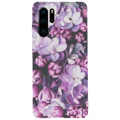 Huawei P30 Pro Purple Flowers Transparent Silicone TPU Θήκη