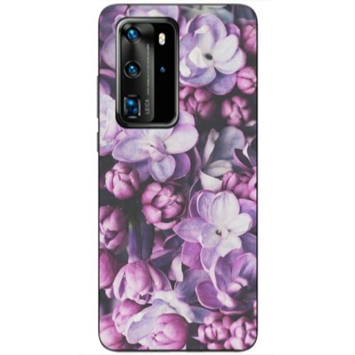 Huawei P40 Pro Purple Flowers Transparent Silicone TPU Θήκη