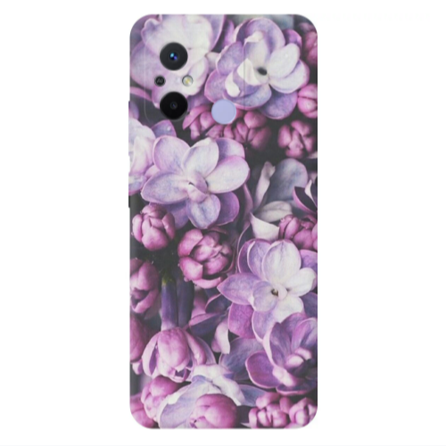 Xiaomi Redmi 12C Purple Flowers Transparent Silicone TPU Θήκη