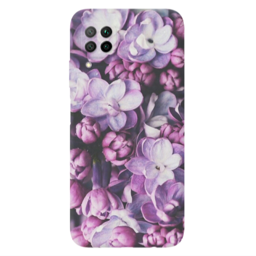 Huawei P40 Lite Purple Flowers Transparent Silicone TPU Θήκη