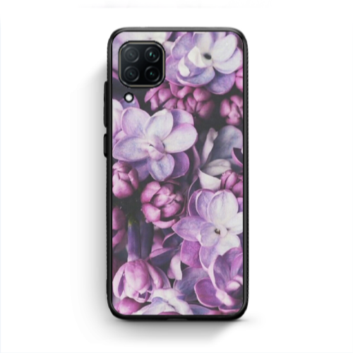Huawei P40 Lite Purple Flowers Black Glossy Θήκη