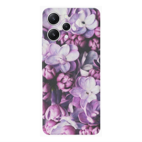 Xiaomi Redmi 12 Purple Flowers Transparent Silicone TPU Θήκη