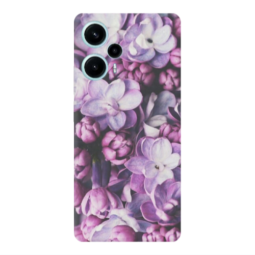 Xiaomi Poco F5 Purple Flowers Transparent Silicone TPU Θήκη