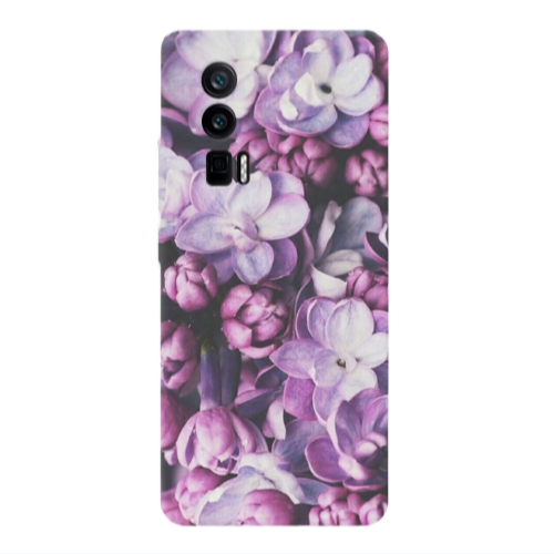 Xiaomi Poco F5 Pro Purple Flowers Transparent Silicone TPU Θήκη