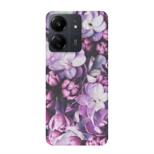 Xiaomi Redmi 13C Purple Flowers Transparent Silicone TPU Θήκη