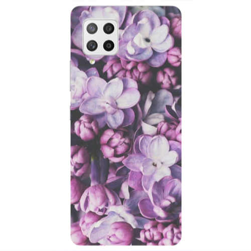 Samsung A42 5G Purple Flowers Transparent Silicone TPU Θήκη