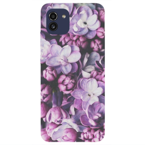 Samsung A03 Purple Flowers Transparent Silicone TPU Θήκη