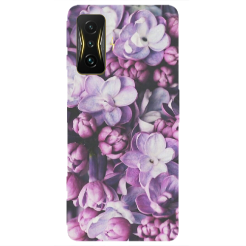 Xiaomi Poco F4 Gt Purple Flowers Transparent Silicone TPU Θήκη