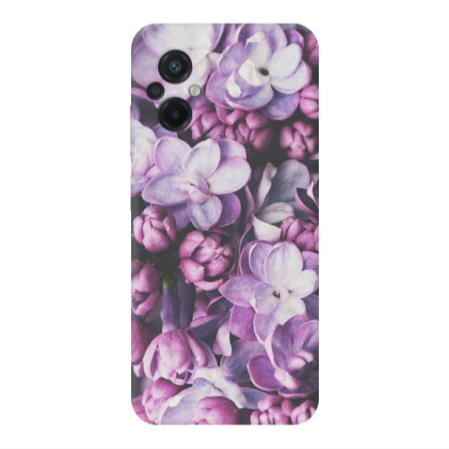 Xiaomi Poco M5 Purple Flowers Transparent Silicone TPU Θήκη