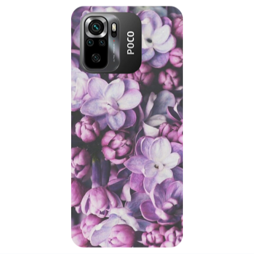Xiaomi Poco M5 s Purple Flowers Transparent Silicone TPU Θήκη