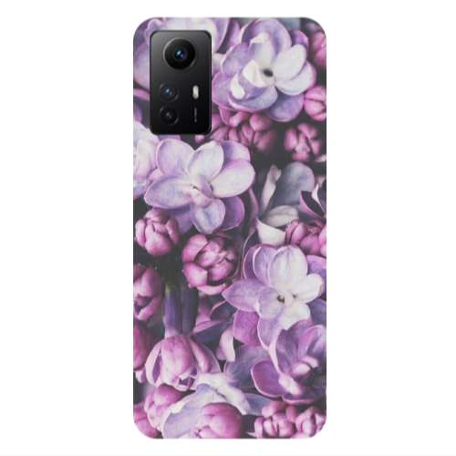 Xiaomi Redmi Note 12s Purple Flowers Transparent Silicone TPU Θήκη