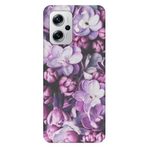 Xiaomi Poco X4 GT Purple Flowers Transparent Silicone TPU Θήκη