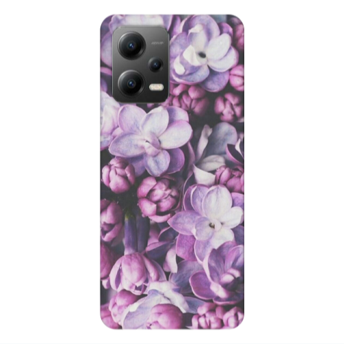 Xiaomi Poco X5 Purple Flowers Transparent Silicone TPU Θήκη