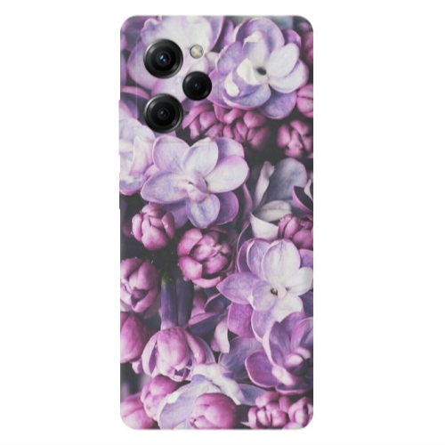 Xiaomi Poco X5 Pro Purple Flowers Transparent Silicone TPU Θήκη