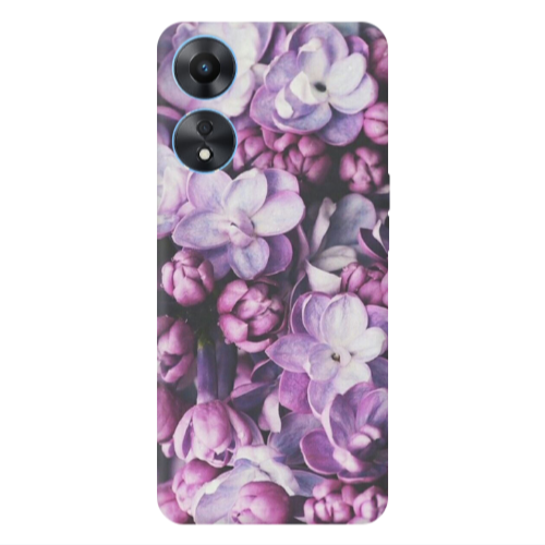Oppo A 98 Purple Flowers Transparent Silicone TPU Θήκη