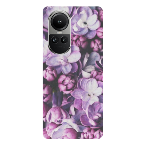 Oppo Reno10 5G Purple Flowers Transparent Silicone TPU Θήκη