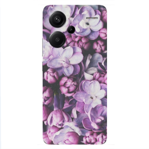 Xiaomi Redmi Note 13 Pro+ 5G  Purple Flowers Transparent Silicone TPU Θήκη