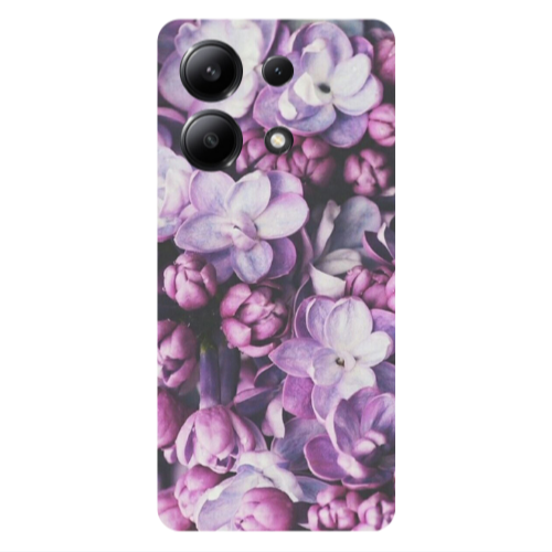 Xiaomi Redmi Note 13 4G Purple Flowers Transparent Silicone TPU Θήκη