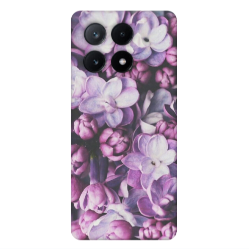 Xiaomi Poco X6Pro 5G Purple Flowers Transparent Silicone TPU Θήκη