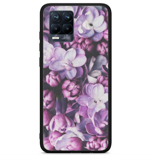 Realme 8 i Purple Flowers Black Glossy Θήκη