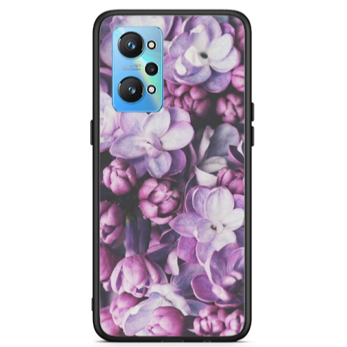 Realme Gt Neo 2 Purple Flowers Black Glossy Θήκη